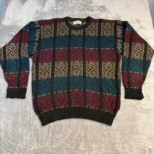 VTG 90's 3D Knit Sweater Jantzen Made‎ in USA Mens Sz Large Grandpacore Cosby